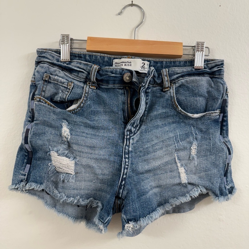 Blue Distressed Denim Shorts